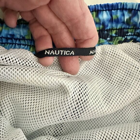 Vintage Men's Nautica‎ Aquarium Pattern Navy Swim Trunk Shorts Size Large - Picture 10 of 11